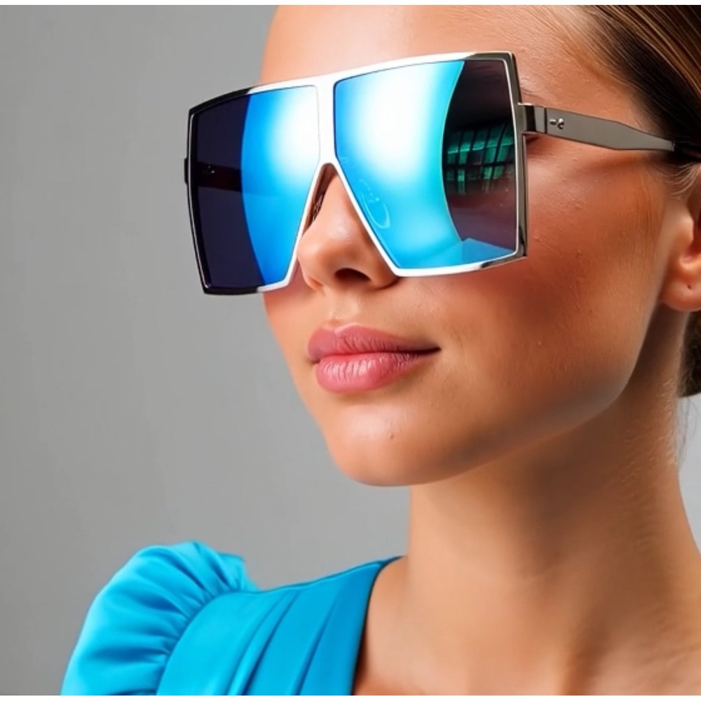 Blue Mirrored Shield Sunglasses - Women Accessories